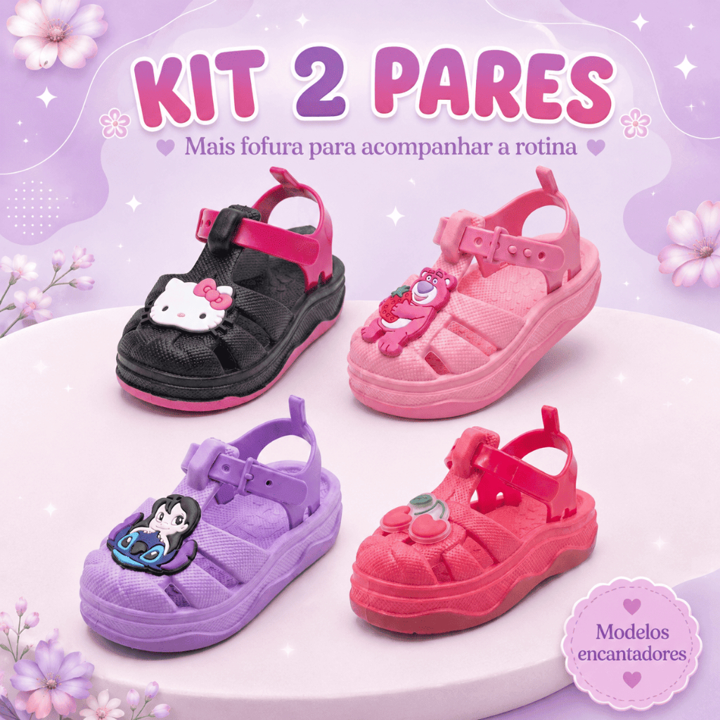 Kit 2 Sandálias Infantil Menina Leve Confortável Casual Lançamento Para Promoção Especial