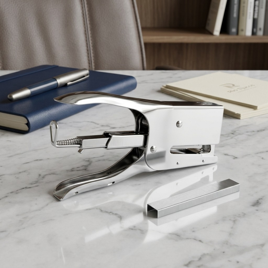 Grampeador Metalico Escritorio Medio 16cm Reforçado Profissional Acompanha Caixa Grampo 24/6 26/6/8