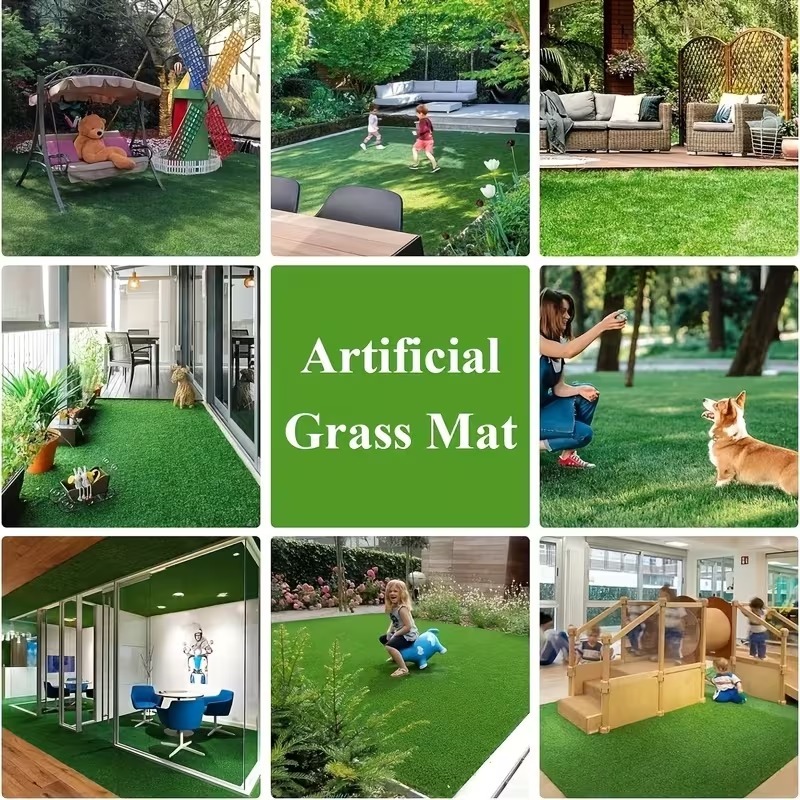 Grama Sintética 10mm - 1,00 Largura x 2,00 Comprimento Para Decoração Flores Jardim Campo de futebol - B-28-Verde Claro — imagem 2 de 2