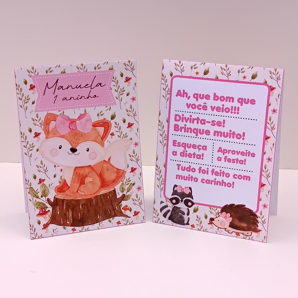 Plaquinha de Agradecimento Bosque Encantado Menina l Personalizados l Lembrancinha de Festa l Aniversário