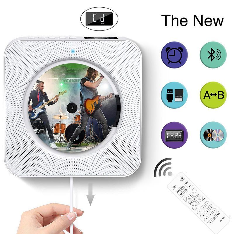 CD player Bluetooth portátil, com função de temporizador, alto-falante HiFi integrado, tela LCD, rádio, interface Type-C