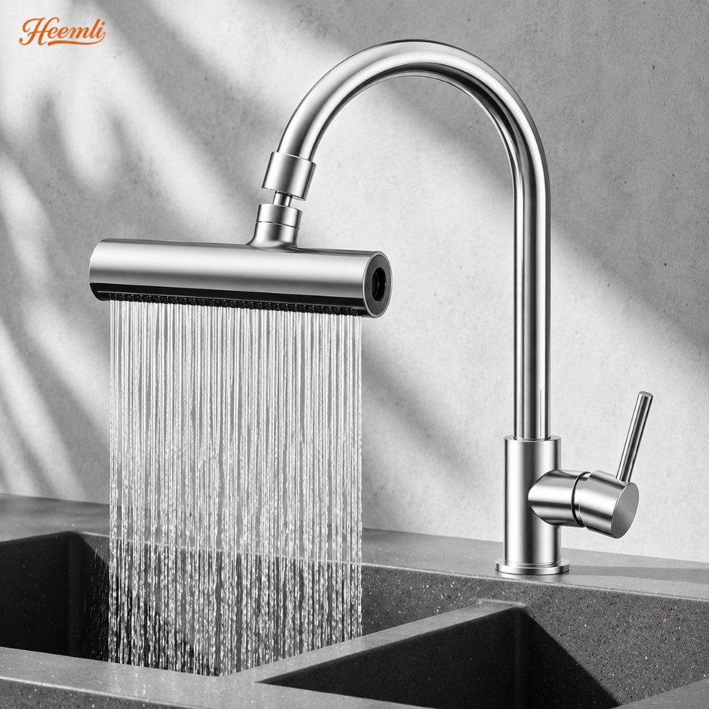 Heemli Adaptador para Torneira de Cozinha com Saída Cascata Rotação 360° 4 Funções Alta Pressão