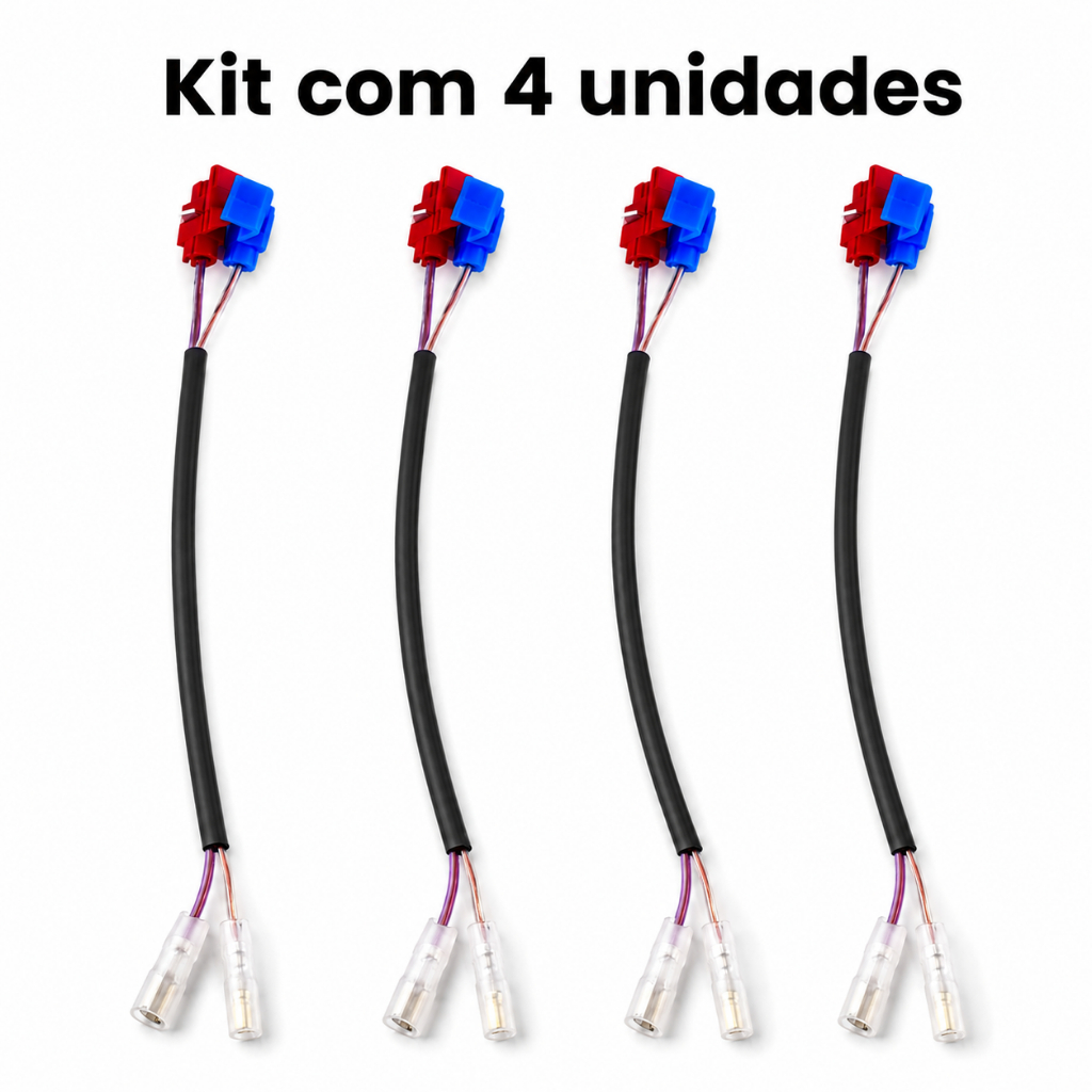 Kit 4 Chicote Conector Universal Terminal Alto Falante Automotivo 25cm