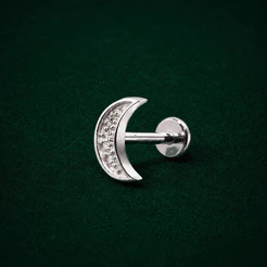 Piercing Meia Lua Cravejado em Prata 925 Delicado e Elegante