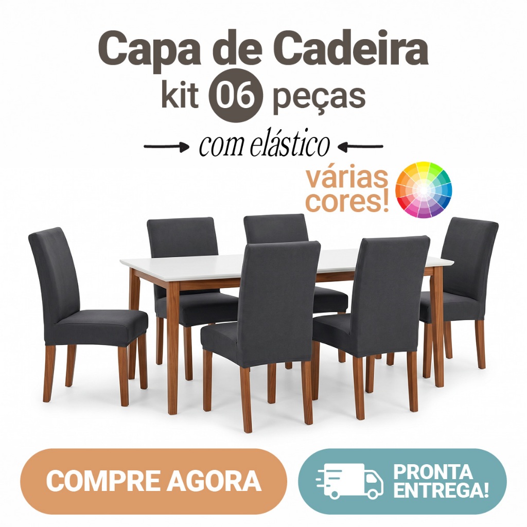 Kit 6 Capas de Cadeira Mesa Jantar com Elástico