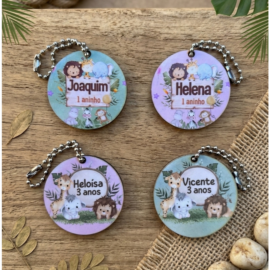 Lembrancinha Safari Baby Personalizada Chaveiro MDF Brinde Para Festa Infantil Aniversário Menino Menina Kits