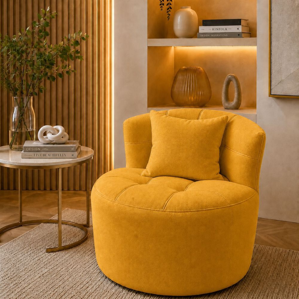 Poltrona Ogrânica Curva Sharm Confort Luxo - Sofisticação Requinte Tecido Macio Várias Cores Amarelo