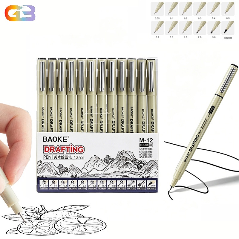 Manga Marcadores 6/12 Tipos De Agulhas Esboço Linha De Gancho Pintado À Mão Canetas Arte Cabo Impermeável Material
