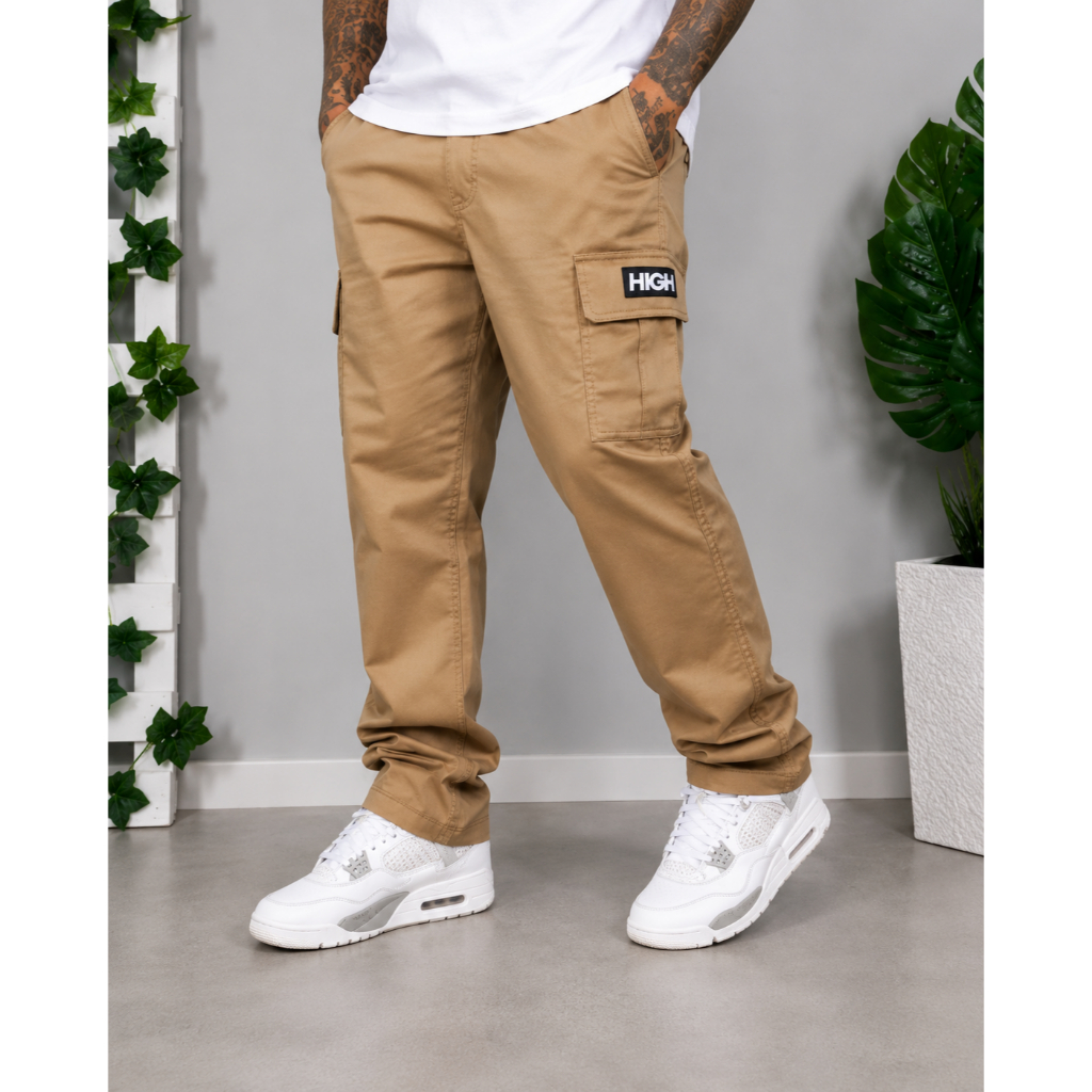 Calça Cargo streetwear  Masculina/Feminina  HI GI – Estilo Skate, 6 Bolsos, Cordão Ajustável