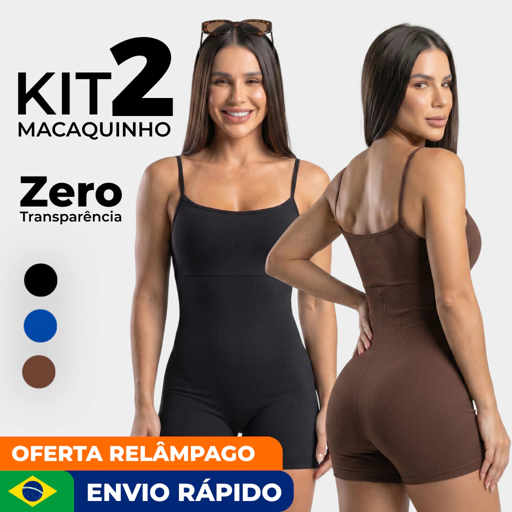 KIT 2 MACAQUINHO FITNESS FEMININO Alcinha Virginia Zero Transparência para Academia e Treino Corrida — imagem 1