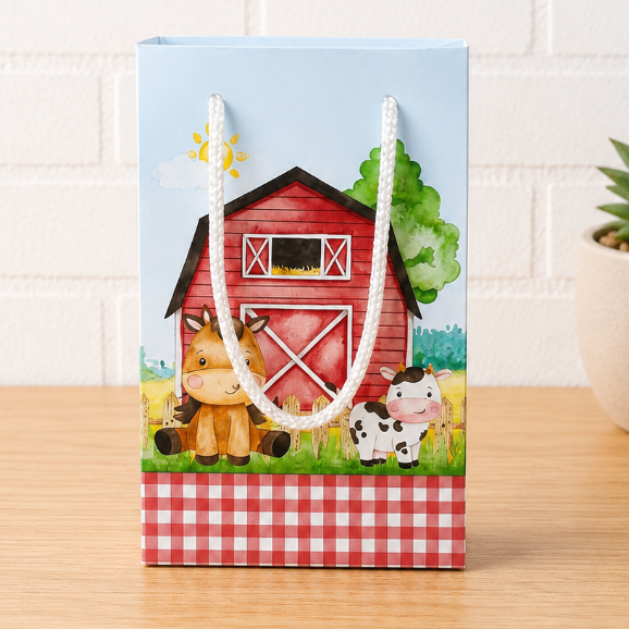 Sacolinha Personalizada Fazendinha Vermelha, Lembrancinha Personalizada Fazendinha Vermelha, Bolsinha -  PEGUE E MONTE