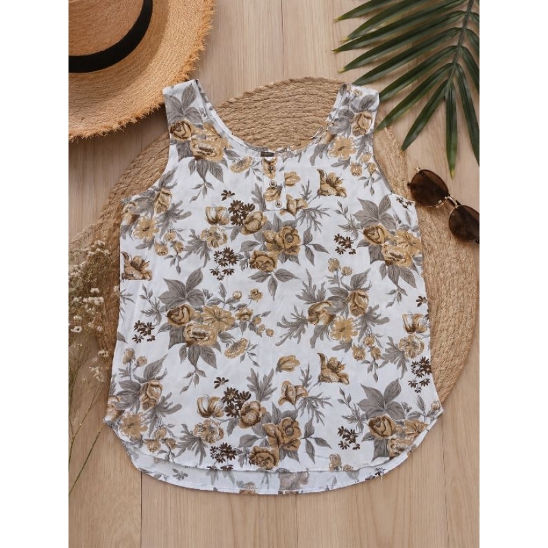 Blusa Vintage Floral 100% Viscose Chamony Modas Busto 90cm blusa  Feminina Retrô Casual Romântica Brechó