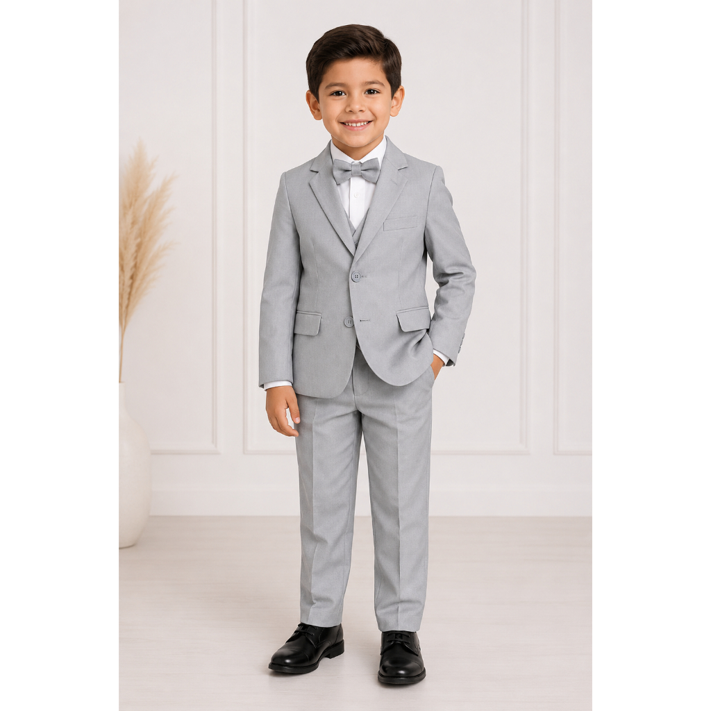 Terno Oxford Infantil Cinza - Casamento, Pajem - (180 Gramas - Paletó + Calça) Linha Premium 2026