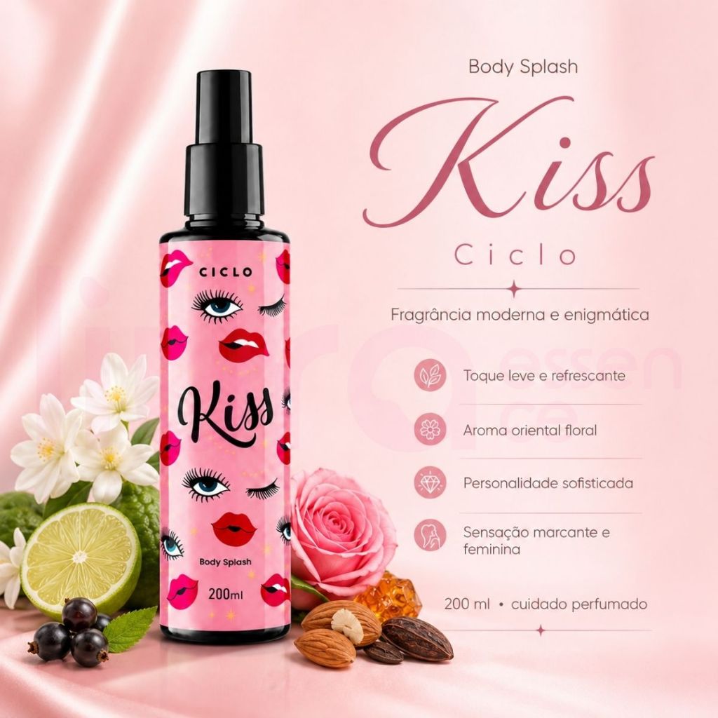 Body Splash Kiss Kiss You More Nah Cardoso Ciclo Feminino Desodorante Colônia 200ML — imagem 2 de 2