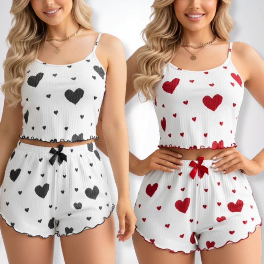 Kit 2 Pijama Feminino Baby Doll Estampa e Liso Fresco Noite Verão e Inverno Adulto Mulher