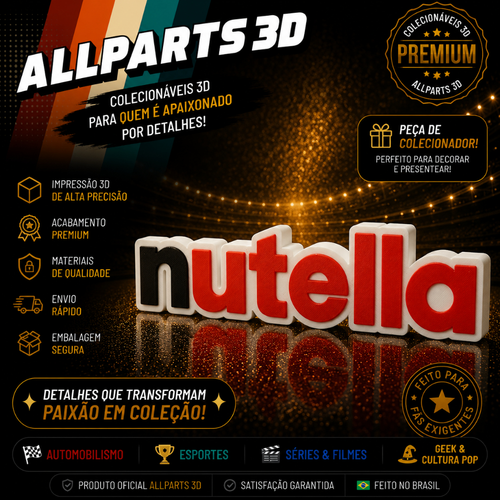 Placa Nutella Decorativa Impressão 3D Gourmet Geek