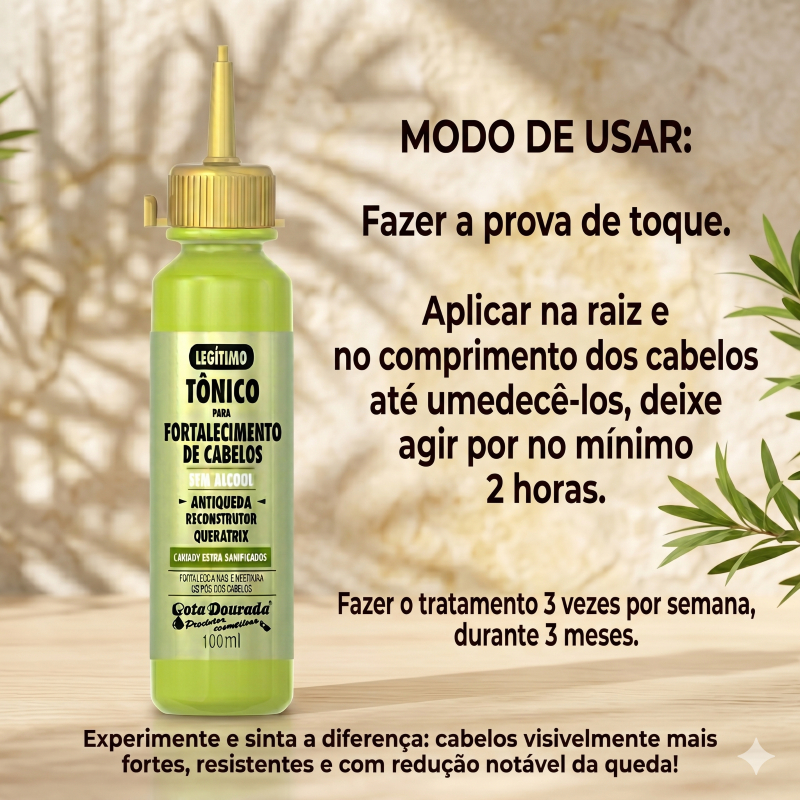 Tônico Antiqueda Gota Dourada 100ml - Cabelo Saudável e Forte · foto 2