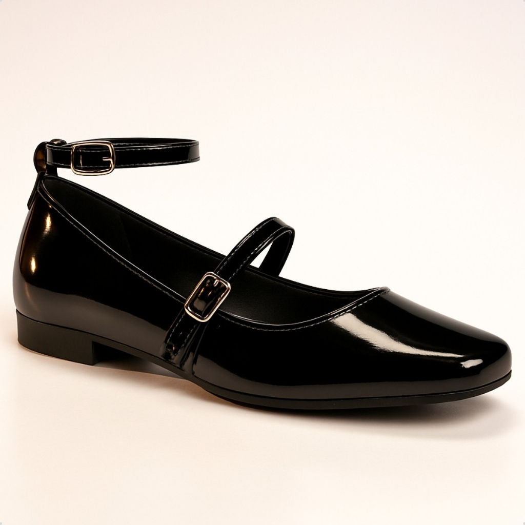 Sapatilha Feminina Boneca Bico Quadrado Bailarina Mary Jane Elegante Moda Confort