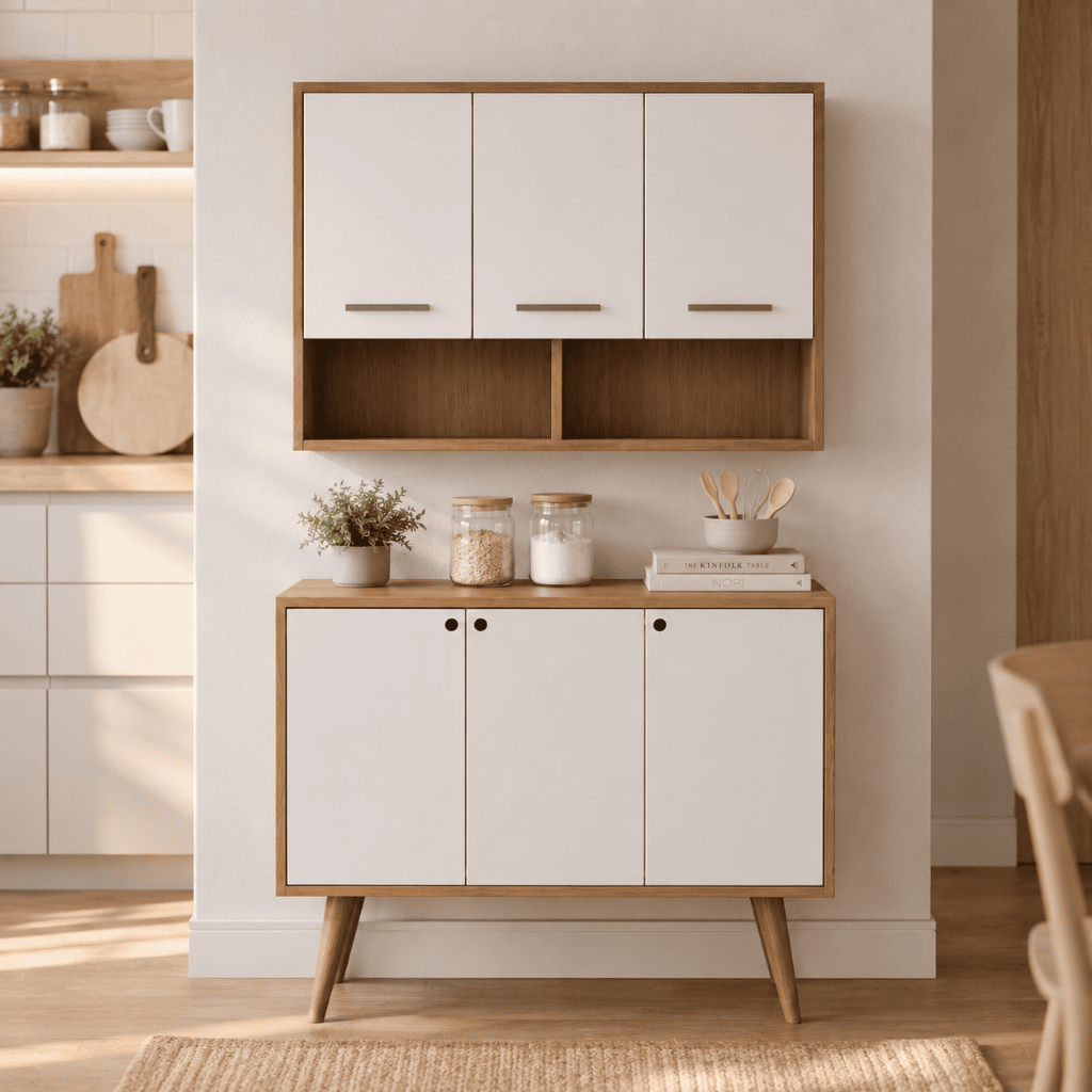 Cozinha Compacta Completa Armário 3 Portas e Balcão Multiuso Pés Palito - Móveis Bonatto