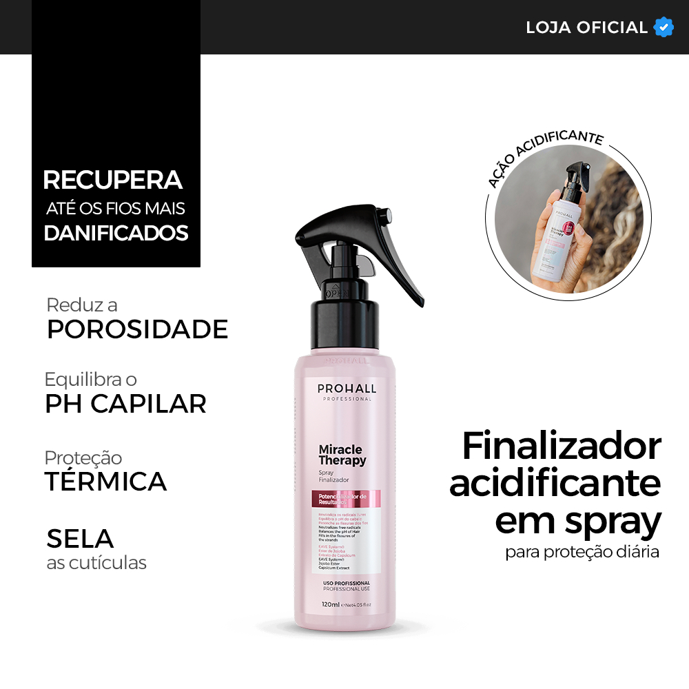Acidificante Capilar em spray Miracle Therapy 120ml Recuperação imed.