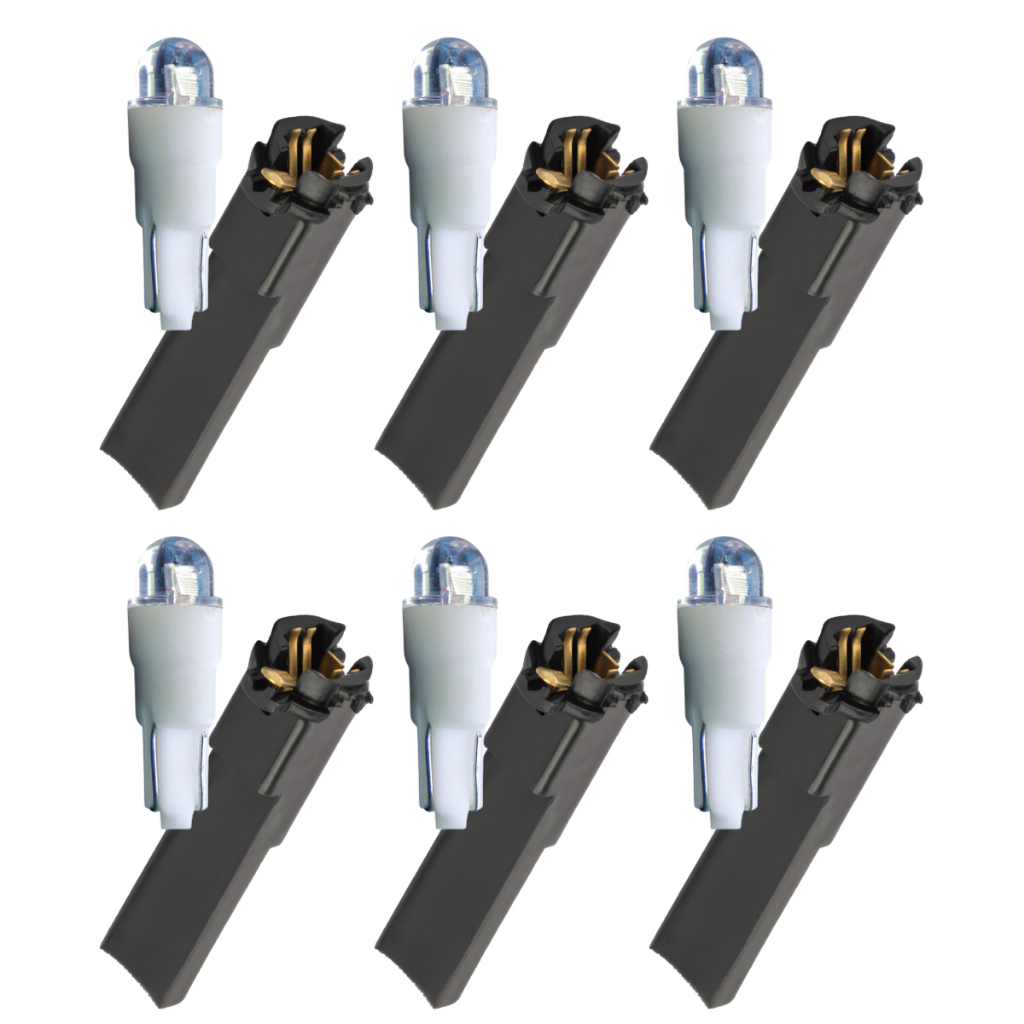 Kit 6 Lâmpadas Pinguinho Led Branco + 6 Soquetes Iluminação Painel Fusca Brasilia Kombi Variant Itamar