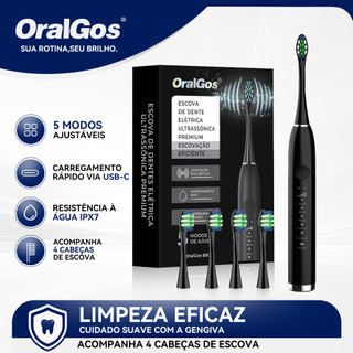 OralGos Escova de Dente Elétrica E-Tecnologia Ultrassônica Limpeza Antibacteriana