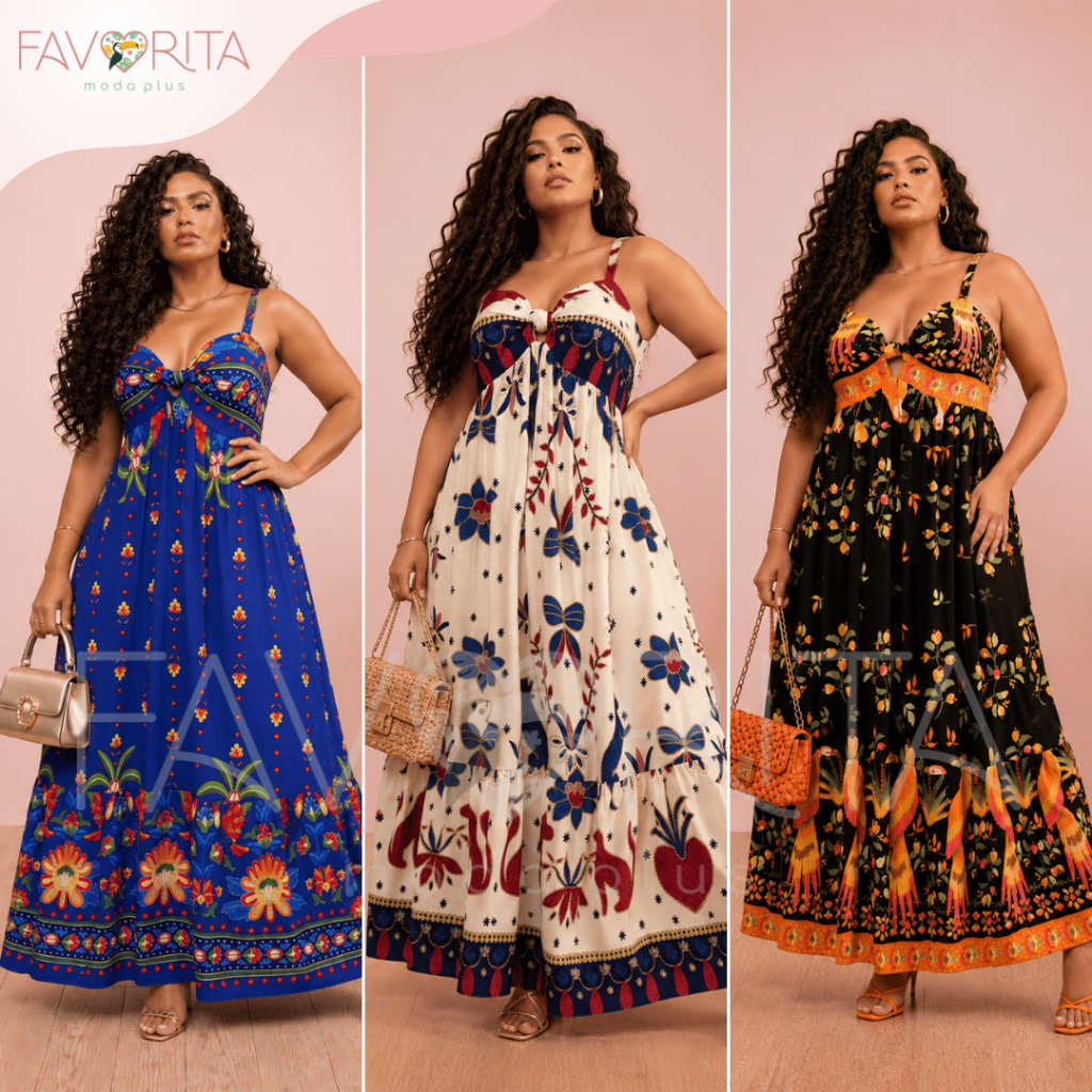Vestido Nozinho Plus Size Alça Regulável Estampa Tropical Inspiração Verão Natal Festa Tendência