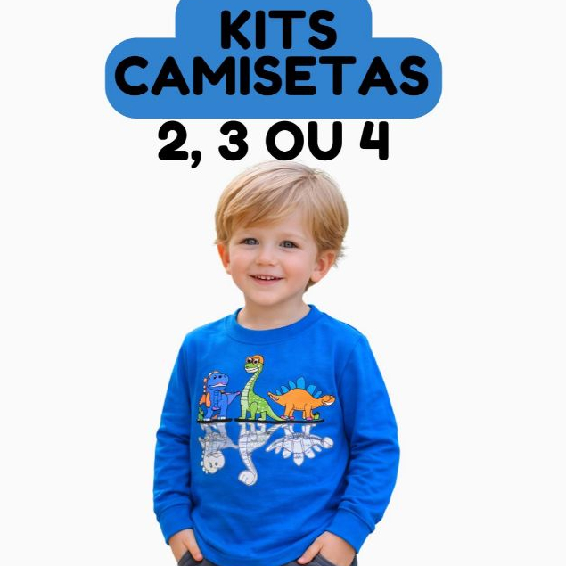 Kit 3 Camisetas Manga Longa Infantil Menino Inverno Frio Confortável  Do 1 Ao 10 Sortidas