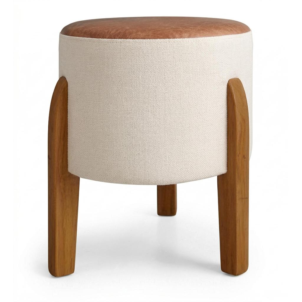 PUFF DECORATIVO ISIS PARA SALA E QUARTO BEGE MARROM