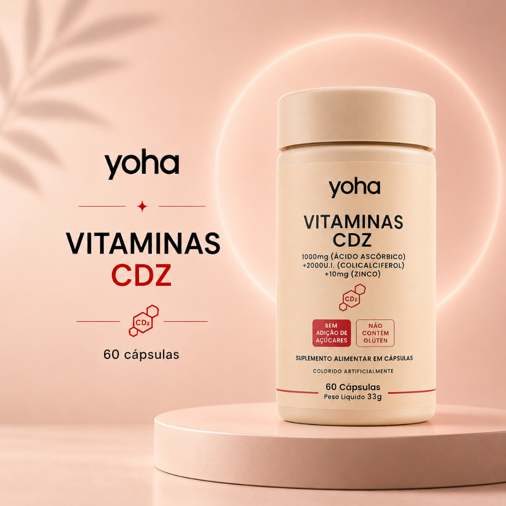 Vitamina C D Zinco CDZ Yoha 60 Cápsulas Imunidade Energia Antioxidante Vitamina D3 Zinco Camila Loures