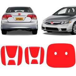 Aplique Vermelho Emblema Para New Civic Traseiro E Frontal 06/11