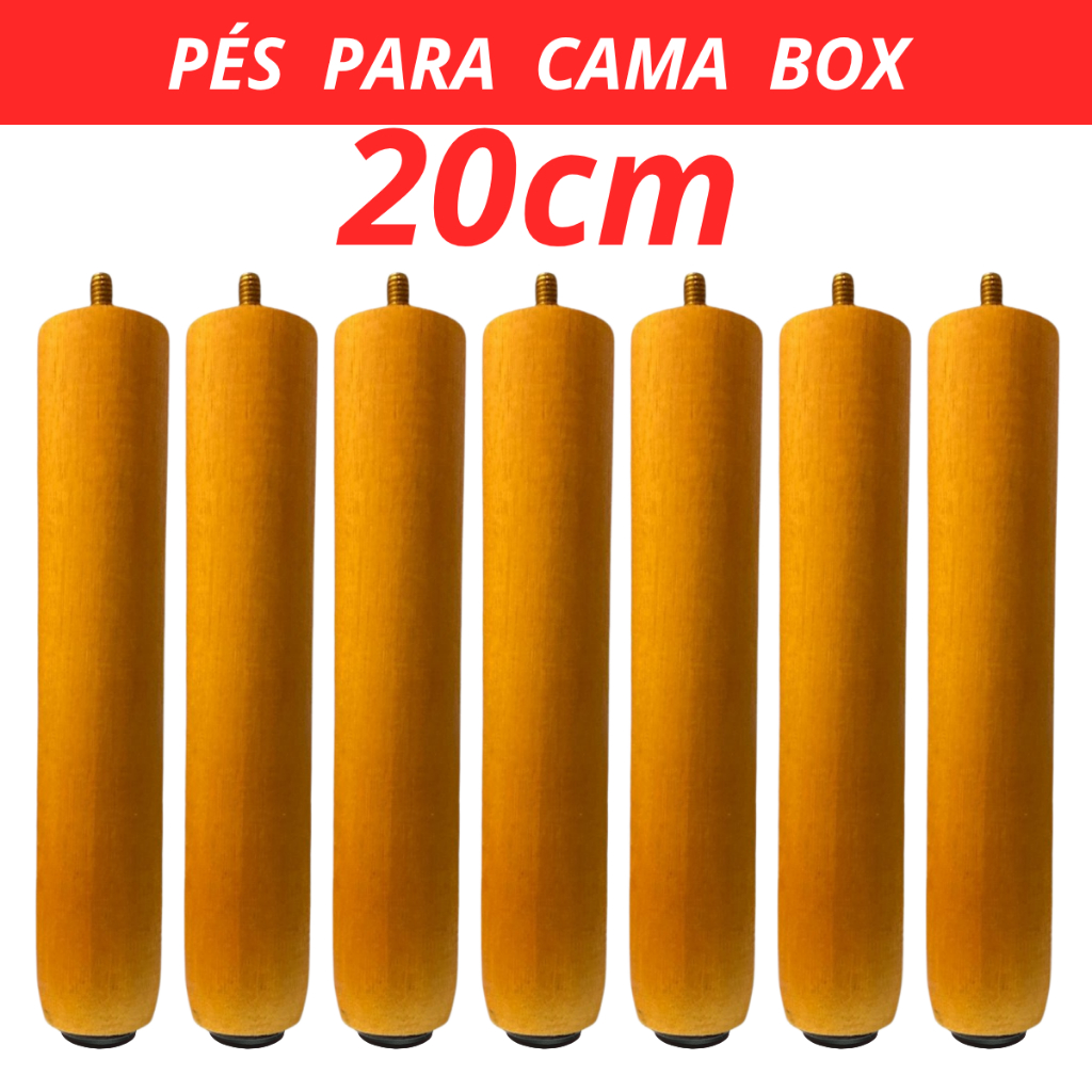 PÉS PARA CAMA BOX 20cm - MADEIRA MACIÇA CAMA SOLTEIRO CASAL QUEEN KING UNIVERSAL