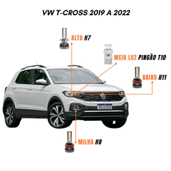 Kit Lâmpadas Farol LED VW T-Cross 2019 a 2022 6500K Luz Branca – Y3