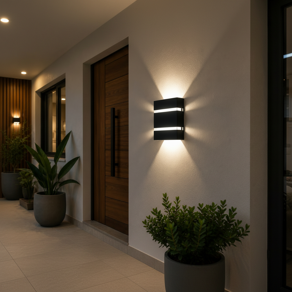 Arandela De Parede  Luminária Decoração Led 2 Focos 2 Frisos Ideal Para Piscinas Muros Jardins Sítios
