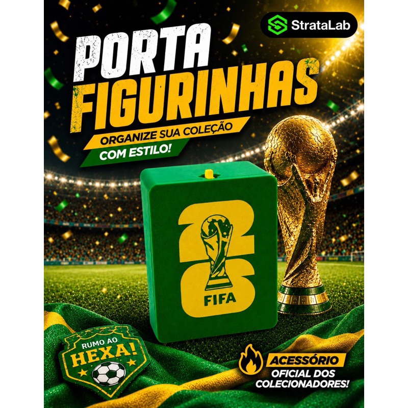 Porta Figurinhas Copa do Mundo até 100 figurinhas, Caixa Organizadora Estojo Coleção Case Álbum da Copa 2026