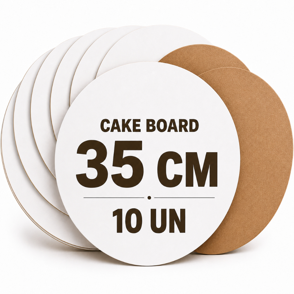 Kit 10 Cake Boards MDF Cru 35cm 3mm Base Bolo Confeitaria Resistente Personalizável Corte a Laser Rápido
