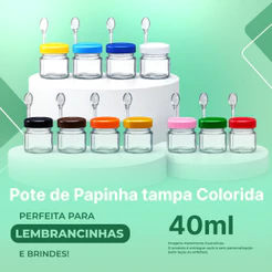 30 Potes De Papinha Plástica Reforçado C/Suporte e Colherzinha 40ml Doces, brigadeiro e Lembrancinha