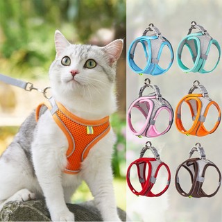 Coleira de Cachorro Gato Peitoral Trela Reflexivo Pectoral Pet Cães Colete Com Guia Malha…