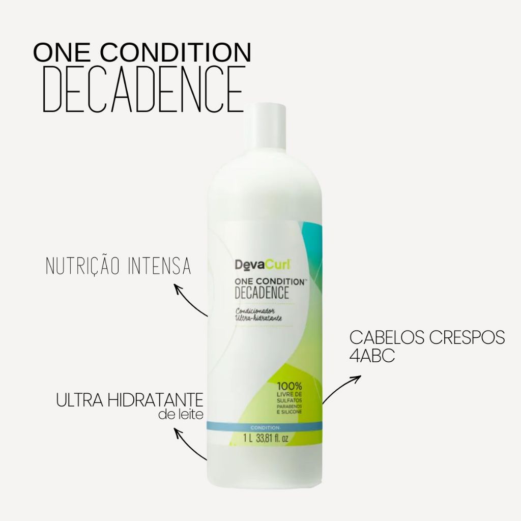 Detalhes do Deva Curl Condicionador Decadence One Condition 1L Cabelos Crespo 3B e 4ABC