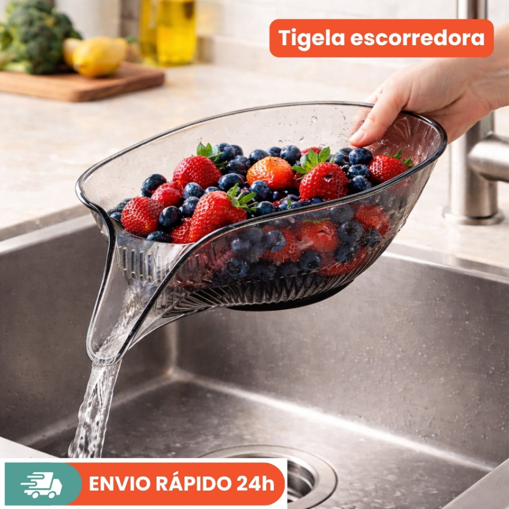 Escorredor Cesto Coador Multifuncional Lavar Legumes e Frutas
