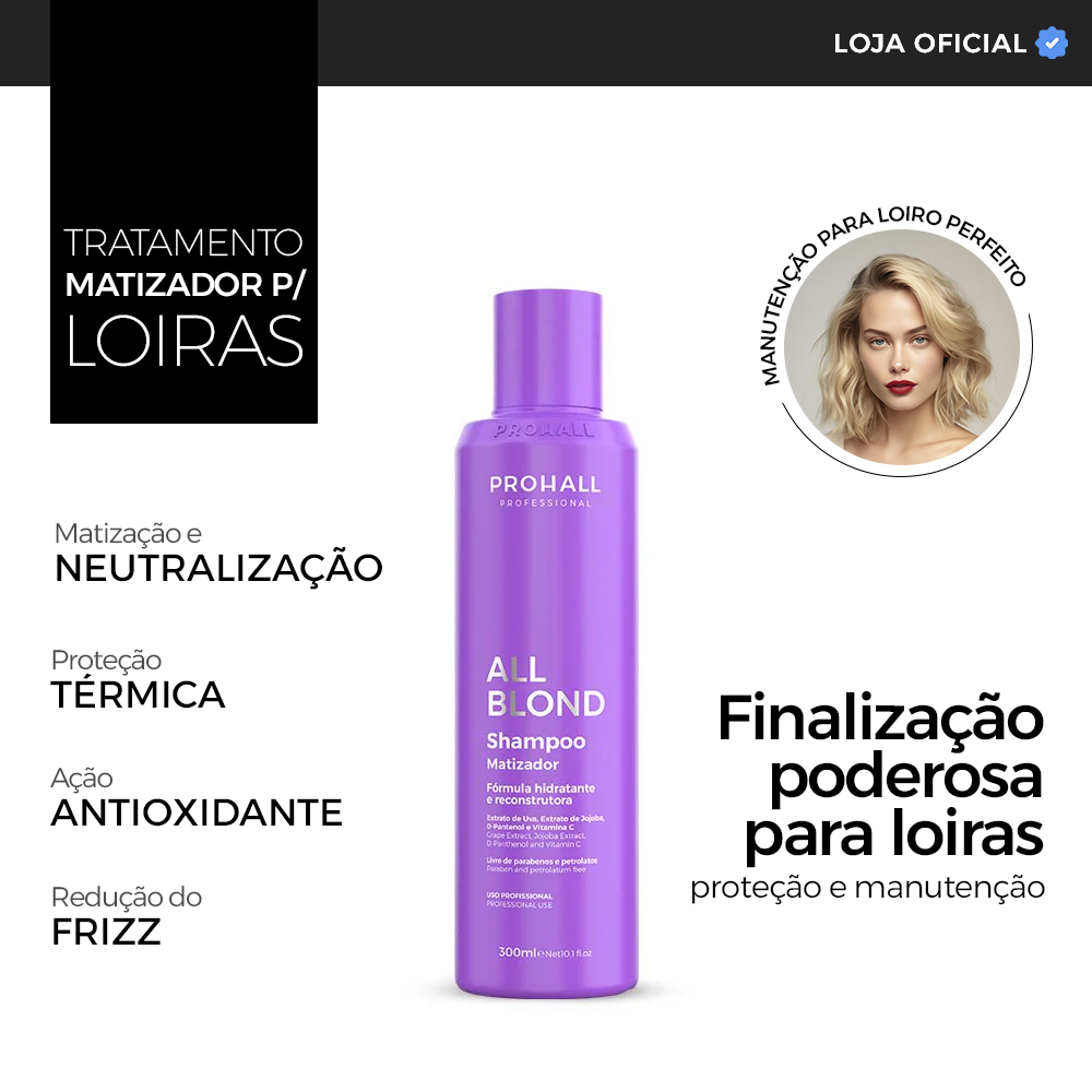 Shampoo Matizador e Manutenção para Loiros All Blond 300ml