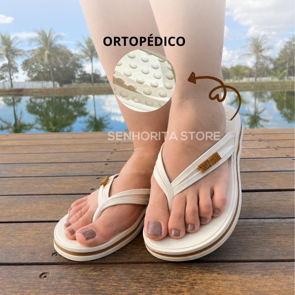 Sandalia Chinelo Feminina Ortopedica Antiderrapante Lançamento ideal para o dia a  dia Moda Verão Praia Mar