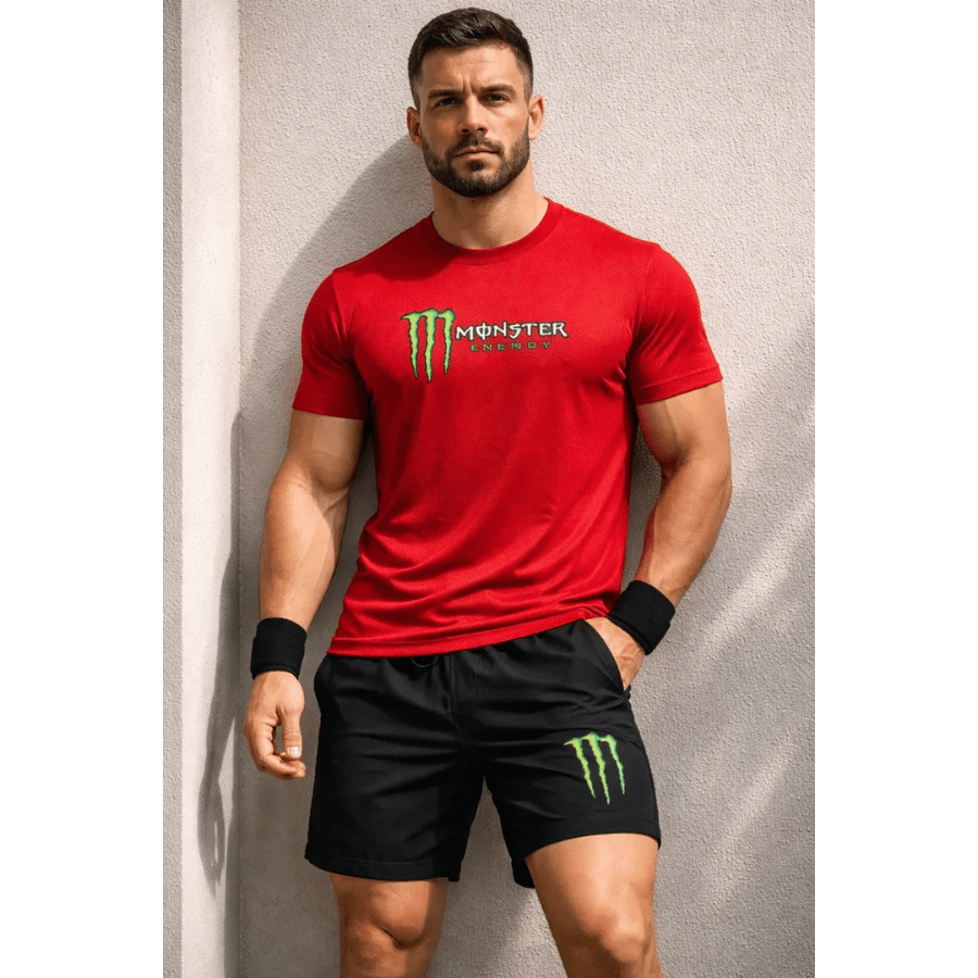 Conjunto MNST - Kit 2 Peças - 1 Camisa Dry fit | 1 Short Tactel Mauricinho Esportivo Academia