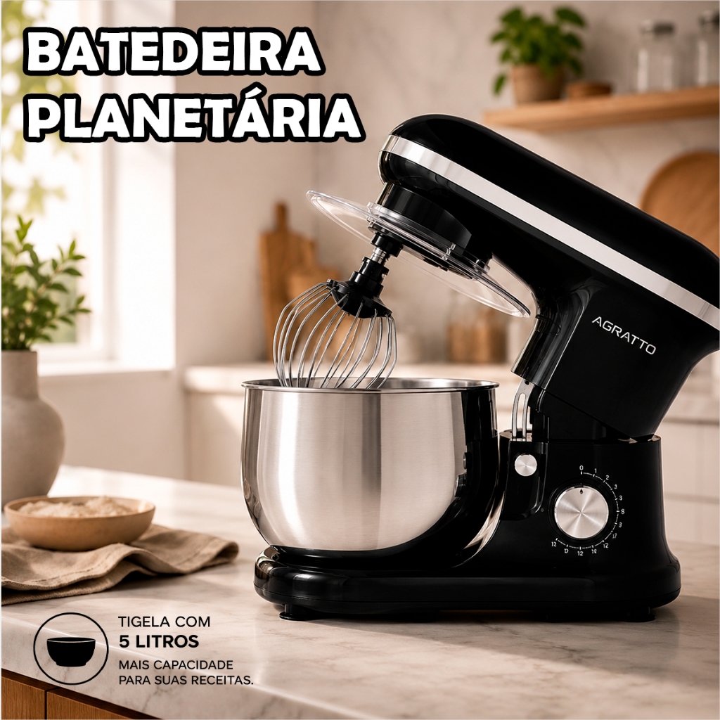 Batedeira de Bolo Planetária Batedeira de Bolo 700W Batedeira 5L Agrato Batedeir