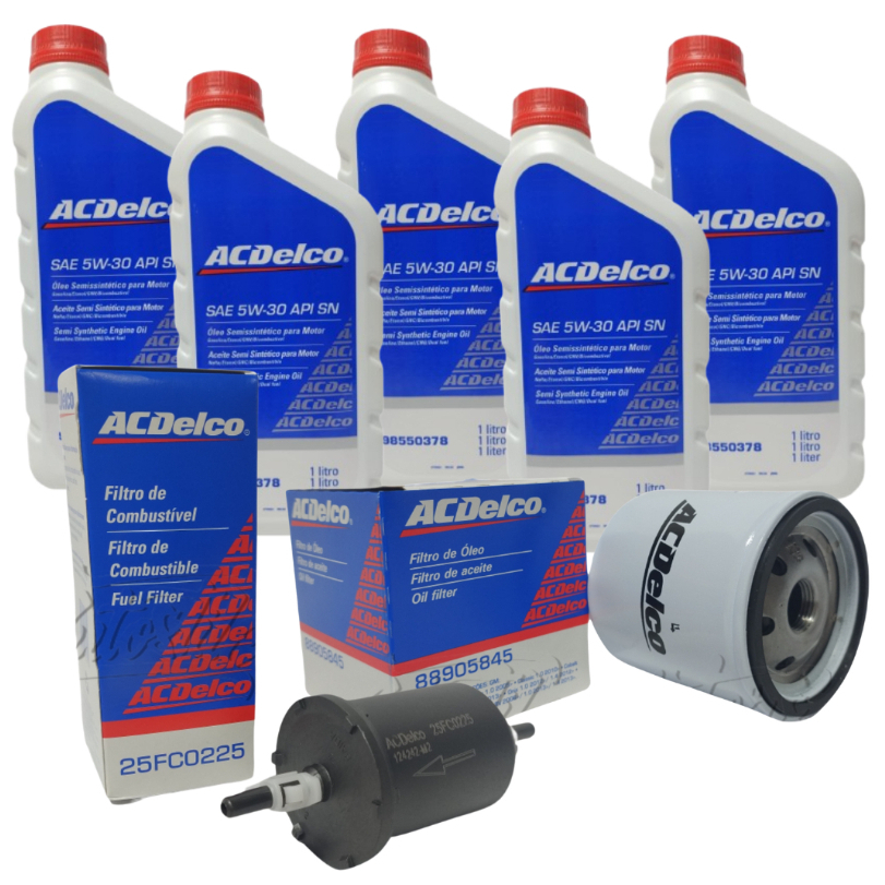 Kit Revisão Original GM ACdelco 5 Litros de Óleo 5W30 Semissintético +Filtro Óleo+Filtro Combustível
