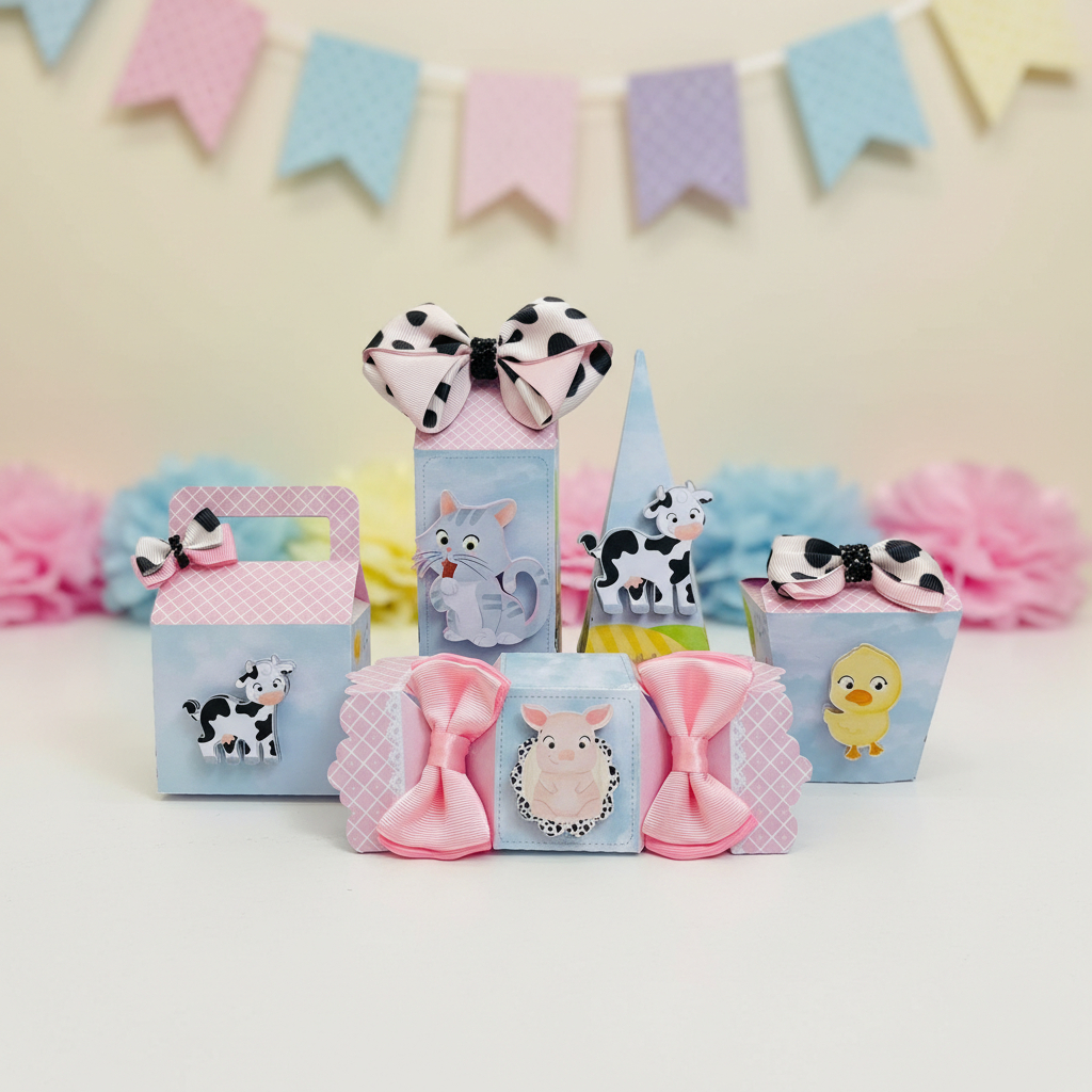 Kit Festa infantil Fazendinha Rosa- Aniversário Infantil- Lembrancinhas- Papelaria Personalizada- Fazendinha Rosa