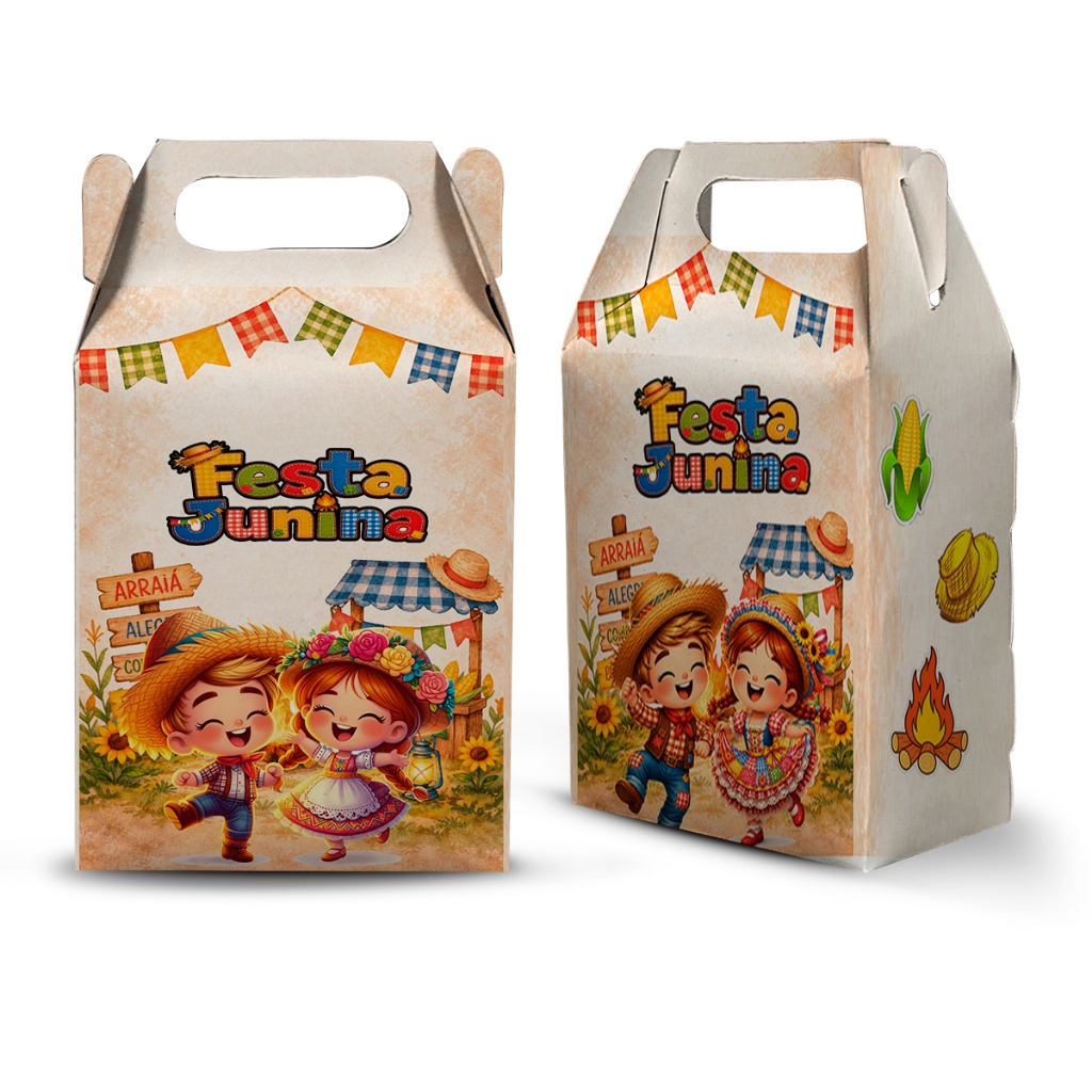 10 CAIXA MILK MALETINHA TEMA  FESTA JUNINA  LEMBRANCINHA PARA FESTA