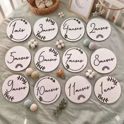 Kit Plaquinhas Mêsversário Mdf Bebê Aniversário