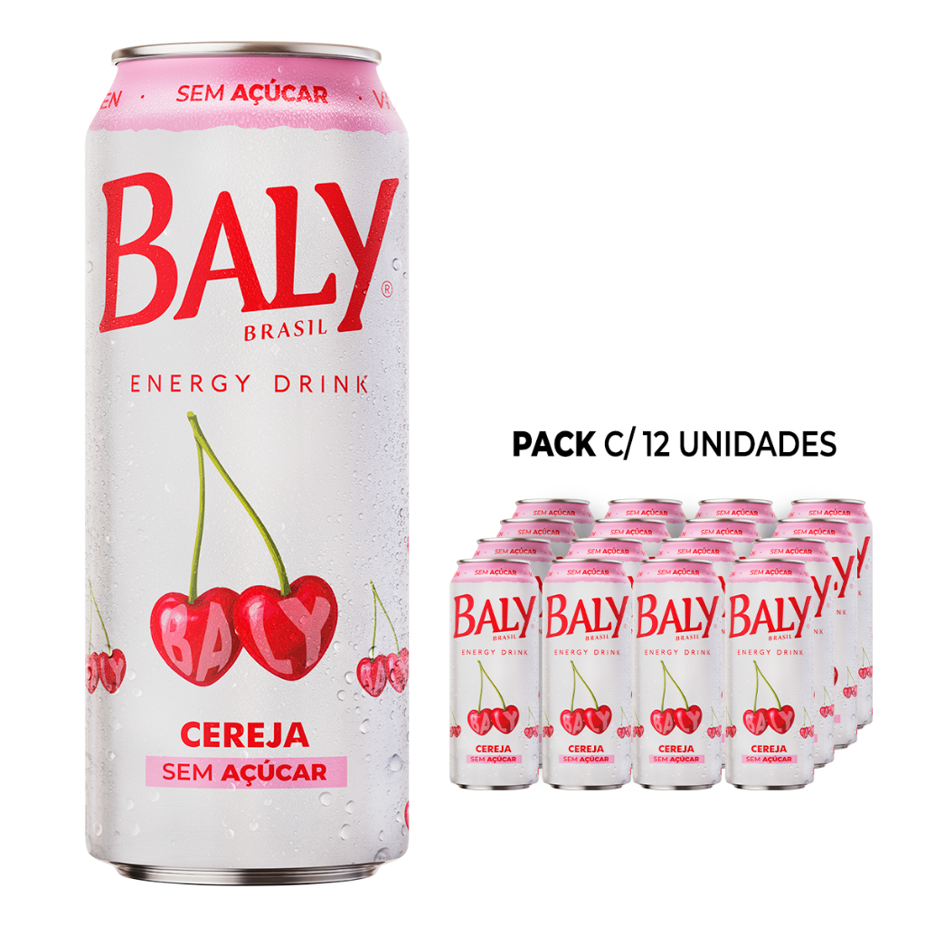 Pack Energético Baly Energy Drink Cereja S/Açúcar 473ml