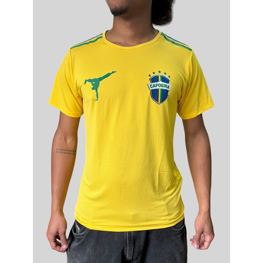 Marimbondo Sinhá Camiseta do Brasil Copa do Mundo Amarela Eu sou 10 na Capoeira